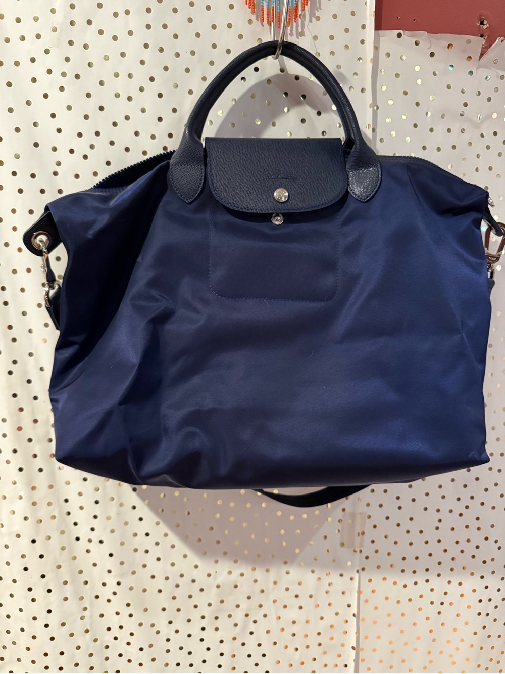 Longchamp Navy Nylon Tote with Top Handles